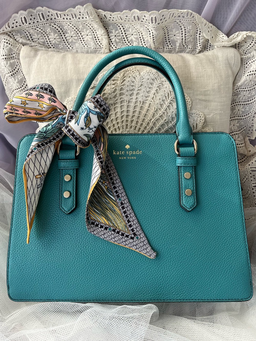 Kate Spade ♠️ Teal Leather satchel/Crossbody, EUC like NEW - Picture 9 of 12